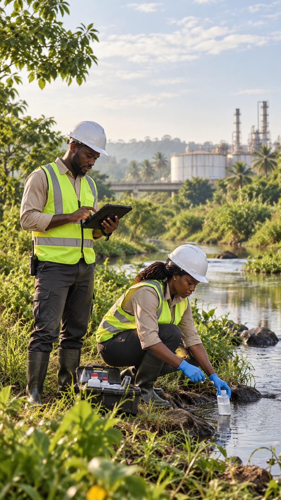 ResourceField environmental field officers conducting water quality sampling